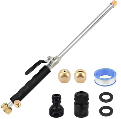 CLIUNT Portable Hydro Jet High Pressure Power Washer Wand, High Pressure Washer Hose Attachment with 2 Pcs Hose Nozzle, Hydro Jet High Pressure Washer Tools for Garden Hose Car Washing