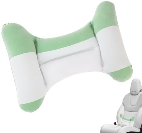 Almohada de viaje lumbar hinchable, cojín de espalda ergonómica en forma H para alivio | Almohada de soporte portátil ligera para coche, avión, silla de oficina, V