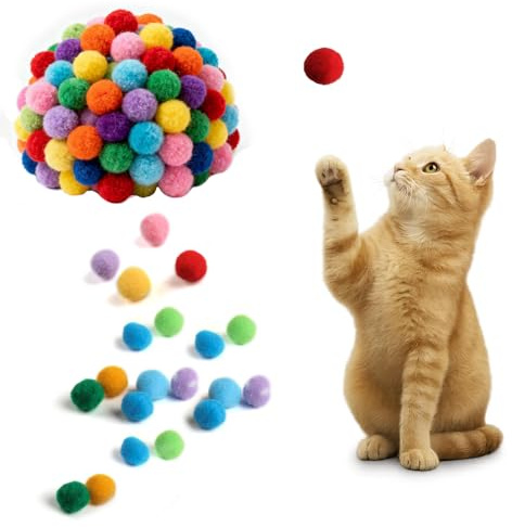 ShiJiuYou 50 PcsBalle Interactive Chat Jouet Boules, 30mmBalles Jouet pour Chats, Balle pour Chats, Petite Balle en Jouets Chat Interieur en Peluche Coloré pour Chatons Jouets à Mâcher Gratter
