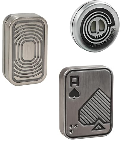Bufccy Fidget Slider & Haptic Coin, Fidget Hand Spinners Toy (Silver-3 Set) | Magnetic Metal Haptic Poker Push Card, Fidget Clicker for ADHD, Fidget Toys Adults for Teens, Boyfriend, Husband and Father