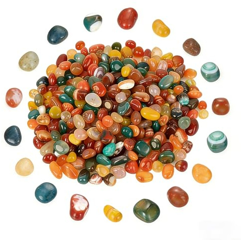 400 g Ciottoli per vasi, pietre decorative multicolori, perline di biglie per vasi, acquari, paesaggistica, giardino di fiori, decorazioni per matrimoni, candele e mosaici (8-13 mm, rotondi)