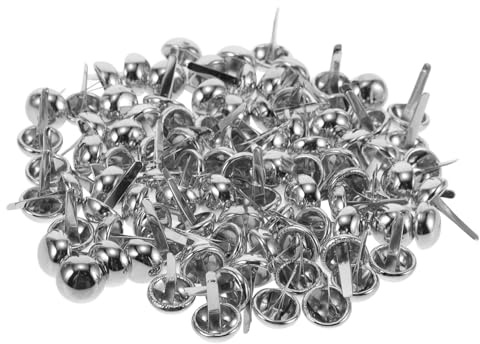 HOMOCONO 100 Tachuelas Metálicas de Cabeza Redonda para Manualidades, Sujetadores de Papel de Hierro Plata, Compactos y Portátiles para Scrapbooking y Uso en Oficina