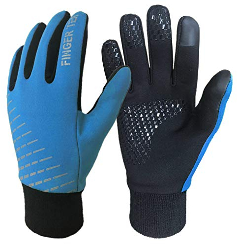 Handschuhe Kinder (2-15 Jahre) Winter Frühling Licht dünn Für Jungen Mädchen Fahrrad Laufen Fußball Handschuhe Outdoor Sport Touchscreen Warm (M, Blau)