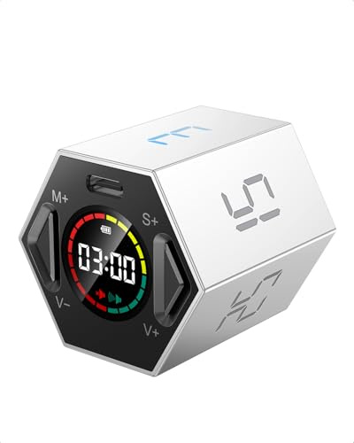 Ticktime T6 Pomodoro Timer Cube for Focus, Study, Work, Task, ADHD, Kitchen | Pomodoro Timer,Quick Flip 3/5/10/15/25/30 min Countdown, Custom Timer & Stopwatch, 3 Reminder Options, Flip to Pause & Resume