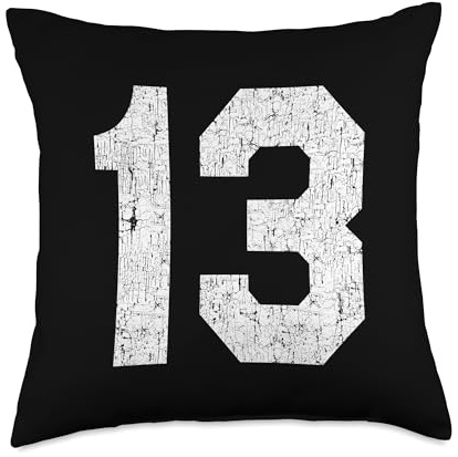 #13 Jersey Uniform Varsity Sports Number, 13th Birthday Throw Pillow