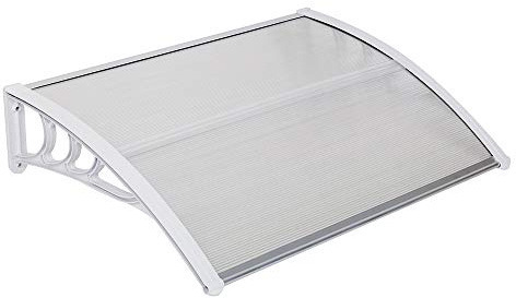 Outvita Window Awning Door Canopy 40x30, Polycarbonate Cover Front Door Outdoor Patio Awning Canopy UV Rain Snow Sunlight Protection Hollow Sheet, Clear Board & White Bracket