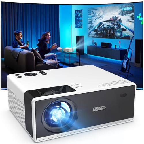 FUDONI Projector with WiFi and Bluetooth 4K Support, 300ANSI Outdoor Indoor Projector FHD 1080P Max 300 Display, Movie Video Home Theater Projector Compatible w/HDMI/USB/Phone/Laptop/TV Stick