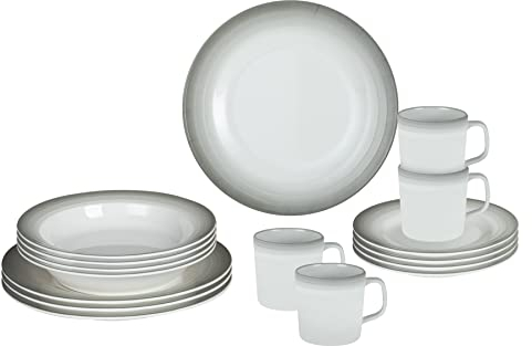 BRUNNER 0830160N.C5S Set Piatti e Tazze in Melamina Infrangibili 16 Pz, Set Astralys