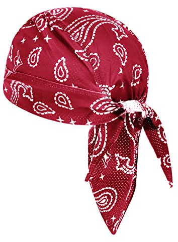 NICEYEA Cappellino per bandana, cappello da pirata, assorbe il sudore, traspirante, per sport, Rosso-A., Taglia unica