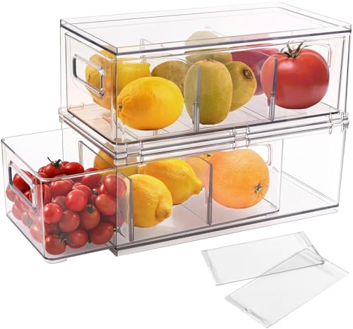 3.7QT Refrigerator Fridge Organizers Storage Bin with Pull-out Drawer,2 Pcs