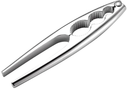 Atsmoce® Cascanueces Multifuncional con 3 Orificios, para Nueces, Avellanas, Almendras, Pistachos, Mariscos, Plata Espejo, Aprox 17 cm