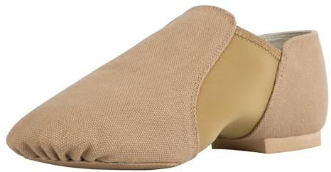 Linodes Unisex 09 Canvas Upper Slip-on Jazz Shoe for Women and Men's Dance Shoes-Brown 9M