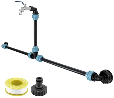 QWORK® Connecteur de réservoir IBC, Kits de Connexion IBC, pour 2 réservoirs IBC côte à côte, Robinet col de Cygne 3/4, Accessoires pour réservoir d'eau