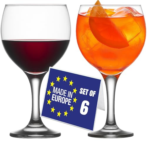 NORDIC SCHILLER Gin and Tonic, Clear Balloon Wine Glasses for Red Wine and Other Cocktails, Aperol Spritz Glass Set of 6, Oversized Goblets for Spritz and Water