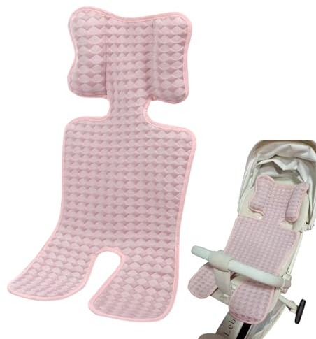 JUMUAO Baby Sitzauflage Kinderwagen,Atmungsaktive Sommer Sitzeinlage,gegen Schwitzen,Sitz-Kühlkissen für Kinderwagen, Babyschale, Schale Buggy und Autositz für Baby und Kinder Matte (Rosa)