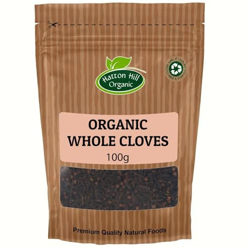Organic Whole Cloves 100g by Hatton Hill Organic | Warm, Aromatic Spice Buds • Ideal for Baking, Curries & Mulled Drinks