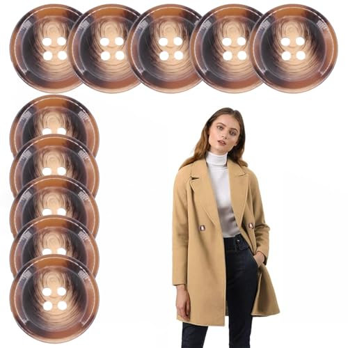 10 Stück Hosen Ersatz Knöpfe, Ø 20mm Kunststoffknöpfe flach 4 Löcher, Knöpfe für Strickjacken für Mäntel Jacken Strickjacken flach 32L