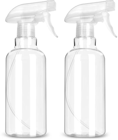 LANBEAUTIFY Bottiglie spray in plastica – Flaconi spray per la pulizia, 500 ml, confezione da 2, bottiglia spray vuota per piante, animali domestici, peli – Flacone spray ricaricabile (trasparente