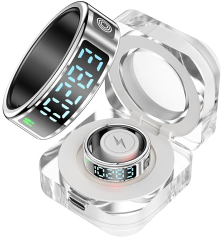 findtime Bague intelligente pour homme et femme - Bague intelligente Android - Suivi du sommeil - Fréquence cardiaque - SpO2 - Suivi des calories - Distance - Podomètre - Déclencheur à distance