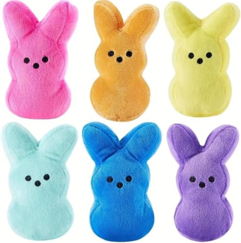 6 Pezzi Coniglio Peluche, Pasqua Peluche Coniglio, pasqua decorazioni, Coniglietto di Pasqua Peluche per 3-8 Anni Bambini (A)