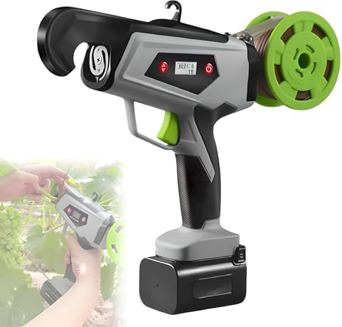 Máquina atadora inalámbrica de plantas con pantalla LCD, batería de 4000 mAh, estanqueidad ajustable para encuadernación de viñedos y jardín, ideal para uvas y frambuesas