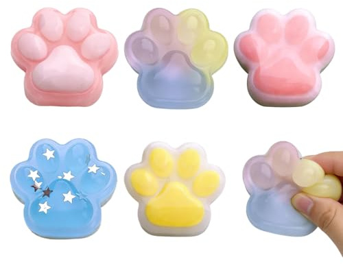 CEJAS 5 Piezas de Mini Squishy con Diseño de Patitas de Gato - Juguetes Sensoriales Suaves con Cadena Colgante - Antiestrés para Niños y Adultos(3.5cm)