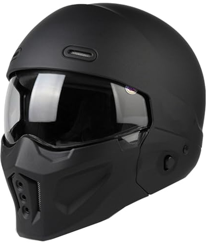 Casco Integrale Apribili e Modulari Retrò Con Visiera Caschi Moto Integrali Elmetto Cross E Off-Road Leggero Approvato DOTECE Casco Integrato Per Adulti Uomini Donne H,L:59-60CM