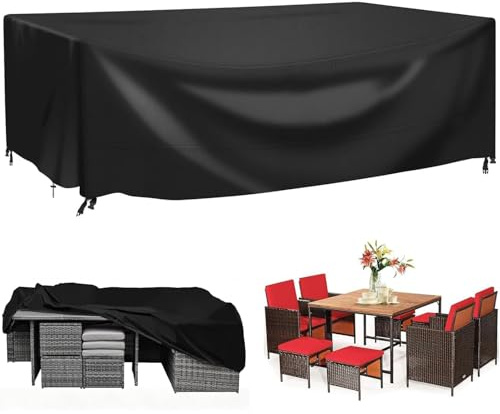 AEKDCL Fundas rectangulares para muebles de jardín, 205 x 104 x 71 cm, impermeables, para muebles de patio, con hebillas resistentes al viento que proporcionan protección para todo tipo de clima