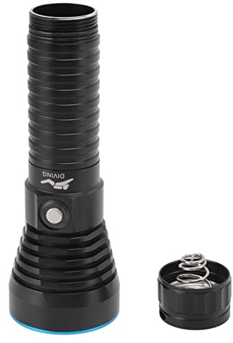 Wakects Dykficklama Aluminiumlegering LED Dyklampa 3000LM IPX8 100m Undervatten 5 Lägen 300m Stråle för Dykning Snorkling Camping Nödreparation (Blå)