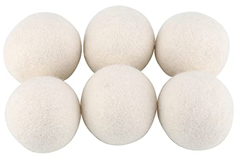 FTVOGUE 6 gomitoli di Lana, 6 cm, ammorbidente Naturale per l'assorbimento dell'Acqua, elimina la Sostituzione statica dell'asciugatura del bucato