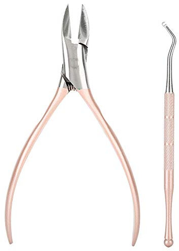 Stainless Steel Nail Clipper Set, Professional Nail Cutter Trimmer Tool for Ingrown Toenail, Pedicure Manicure Tool Kit with Safety Cover(Rose Gold)