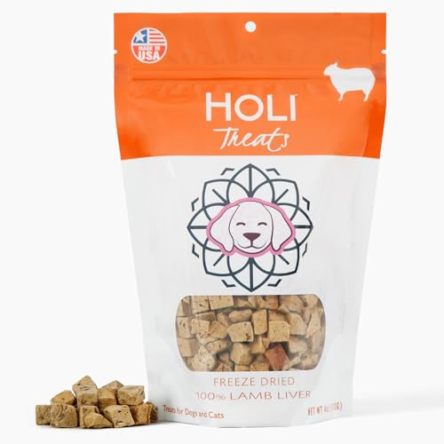 HOLI Freeze Dried Lamb Liver Dog Treats – Single Ingredient Freeze-Dried Dog Treats – Dried Lamb Liver Dog Treats Made in USA – Healthy Liver Treats for Dogs & Diabetic Dog Treat-Friendly - 2oz