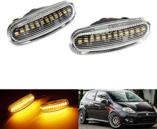 RZG 2x Seitenblinker klare Linse LED Blinker für Grande Punto Fiorino Idea Linea Multipla Punto Evo Panda Qubo Nemo Bipper