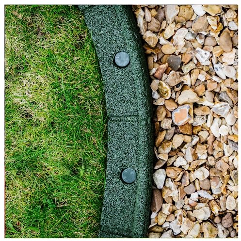 FlexiBorder - Lawn Edging - Flexible Garden Edging Border for Grass Lawns - Pathways - Raised Borders - Artificial Grass - Green - 6 x 1m Lengths