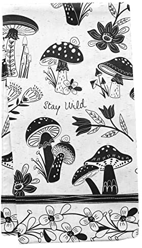 Karma Boho Tea Towels, Decorative Kitchen Towels for Home, Absorbent Cotton Dish Towels, 28 L x 20 W, Kitchen Countertop, Oven and Table Décor, Mushroom
