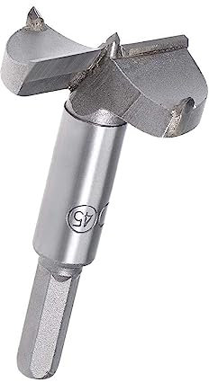 TOP-VIGOR 45mm Forstner Drill Bit, Tungsten Carbide Wood Auger Drill Bit Hole Saw Opener for Woodworking Hinge Hole Drilling Boring Bit Cutter Grey