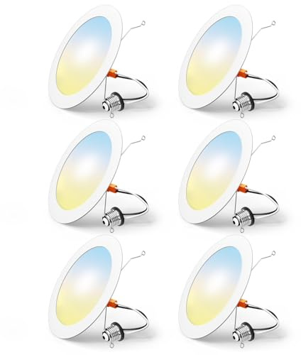 FREELICHT 6 Pack Retrofit LED Recessed Lighting 6 Inch, 5CCT, White