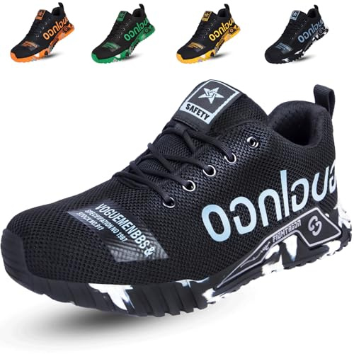 artSew Zapatos de Seguridad con Puntera de Acero Ligero Transpirable para Hombre y Mujer, Zapatillas de Trabajo Comodo, Calzado Protector Antideslizante para Construcción y Fábricas (Gris, 44EU)