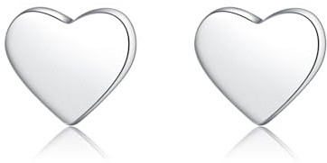 Reffeer Solid 925 Sterling Silver Small Heart Stud Earrings for Women Teens Heart Earrings Post Stud Earrings Hypoallergenic (A-Silver)