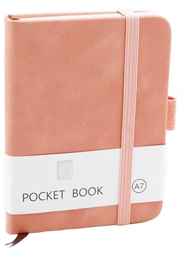 CiciIng Taccuino piccolo formato A7, taccuino tascabile con chiusura elastica, mini quaderni con portapenne, tasche per diario scolastico, lavori di ufficio (rosa)