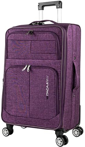 ITACA - Maleta Mediana con 4 Ruedas Giratorias para Viajes Largos Tipo Trolley Ideal como Maletas de Viaje Grandes 23 Kilos y Maleta Viaje Mediana Resistentes, Morado
