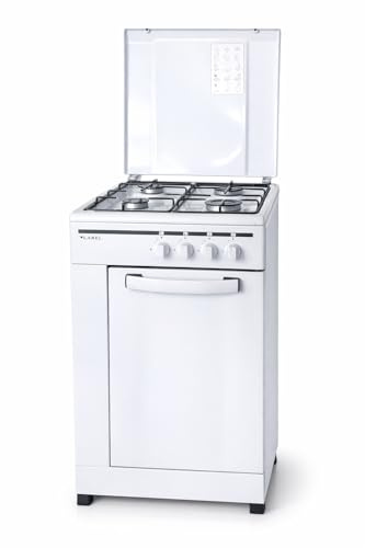 LAREL Cucina a Gas Fornello 4 Fuochi Mobile Portabombola Bianco Valvole Sicurezza Accensione Elettronica MOB.S413BW GPL/METANO