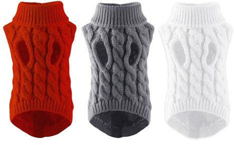 GDFHBD 3 Pieces Of Dog Turtleneck Sweaters, Knitted Warm Jumpers, Soft And Comfortable, Pet Winter Clothes (L Size, 46 * 37Cm).