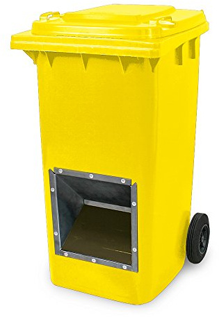 BRB Mobiler Streugutbehälter, Streusalzbehälter 240 Liter, mit Entnahmeöffnung, auch für Streusplit, gelb