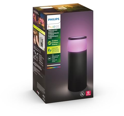 Philips Hue Calla Outdoor Smart Pathway Light, 1 Pack, White & Color Ambiance Walkway LED Lights, Weatherproof Low Voltage Lighting, Requires Bridge and Power Supply, Control with App and Voice