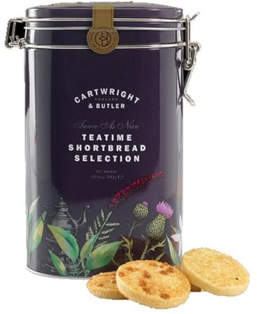 Cartwright & Butler Tortas dulces de caramelo salado en el mar y galletas de mantequilla de almendras en una lata