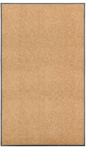 vidaXL Indoor/Outdoor Use Cream Doormat - Washable 90x150cm, Dirt Absorbent Door Mat with Non-Slip PVC Backing, Durable Polyamide Material