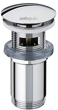 Wirquin 30723390 Bonde de lavabo design en laiton Quick Clac avec trop plein et corps de bonde long, chromé