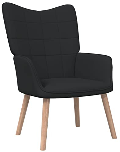 vidaXL Relaxsessel, Sessel mit Stahlrahmen Holzbeinen, Relaxstuhl Polsterstuhl mit Armlehne, Fernsehsessel Polstersessel Wohnzimmer, Modern, Schwarz Stoff