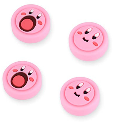 DLseego Cute 4-Pack Thumb Grips for Switch/Switch Lite/OLED - Soft Silicone Joy Con Joystick Cover - Pink